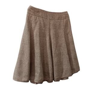 AKRIS PUNTO Circle Skirt Wool Silk Blend Flouncy Brown Tweed‎ Size 6 Skater